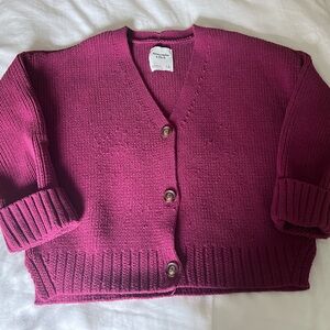 Abercrombie & Fitch Purple Cardigan Sweater with Ribbed Details
